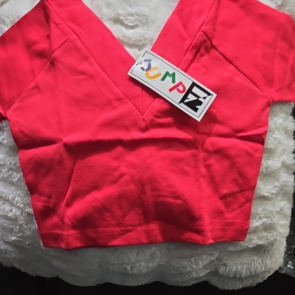 Jump red V-Neck Crop Top